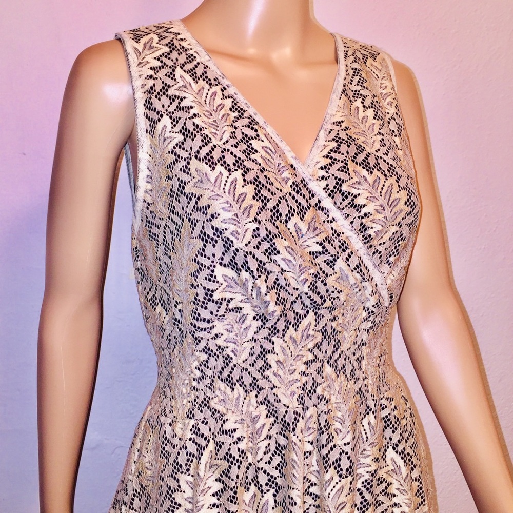 Beige Laced Slip On Blouse M by Ultra Pink.